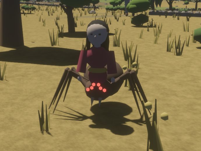 A jorogumo, a spider with a woman's body in a red kimono