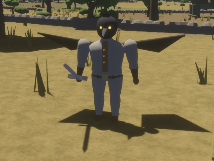 A karasu-tengu, a crow-headed winged swordsman