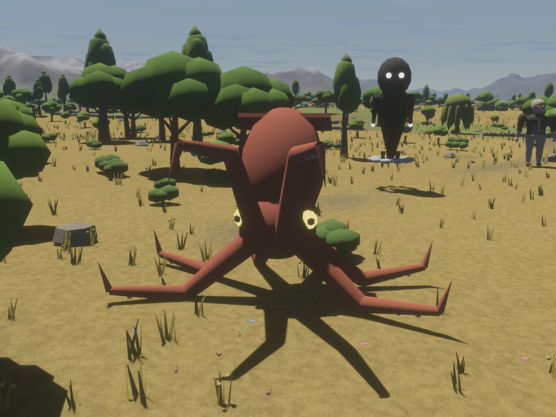 The Kraken, a great red squid on the shore